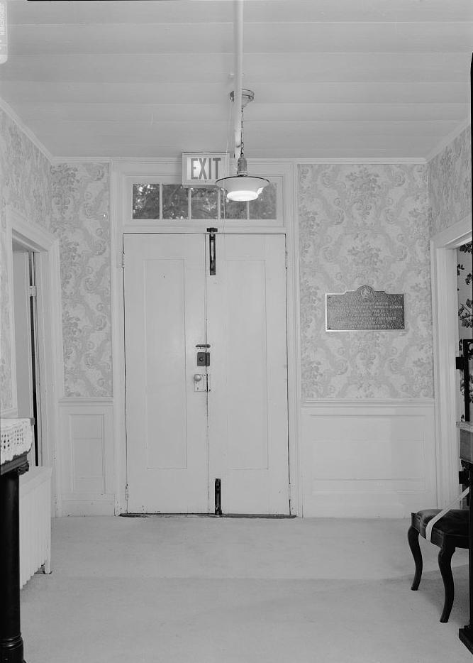 Fort Hill - McElhenny-Calhoun-Clemson House, Clemson South Carolina Front entrance doors; note; double doors have a box lock, sliding bolt locks into door head and sill as well as modern locks, butt hinges, slightly recessed panels, and five-ligh transom