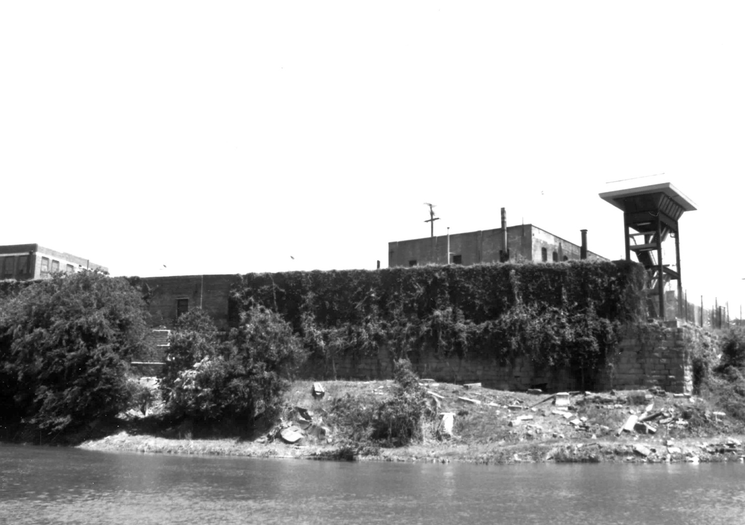 South Carolina Penitentiary - Central Correctional Institution, Columbia South Carolina Southwest corner of Boundary Wall viewed from canal (1994)