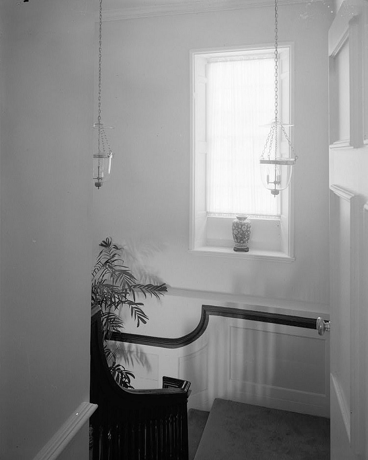 Fenwick Hall Plantation, Johns Island South Carolina Second floor, stair hall, looking north (1980)