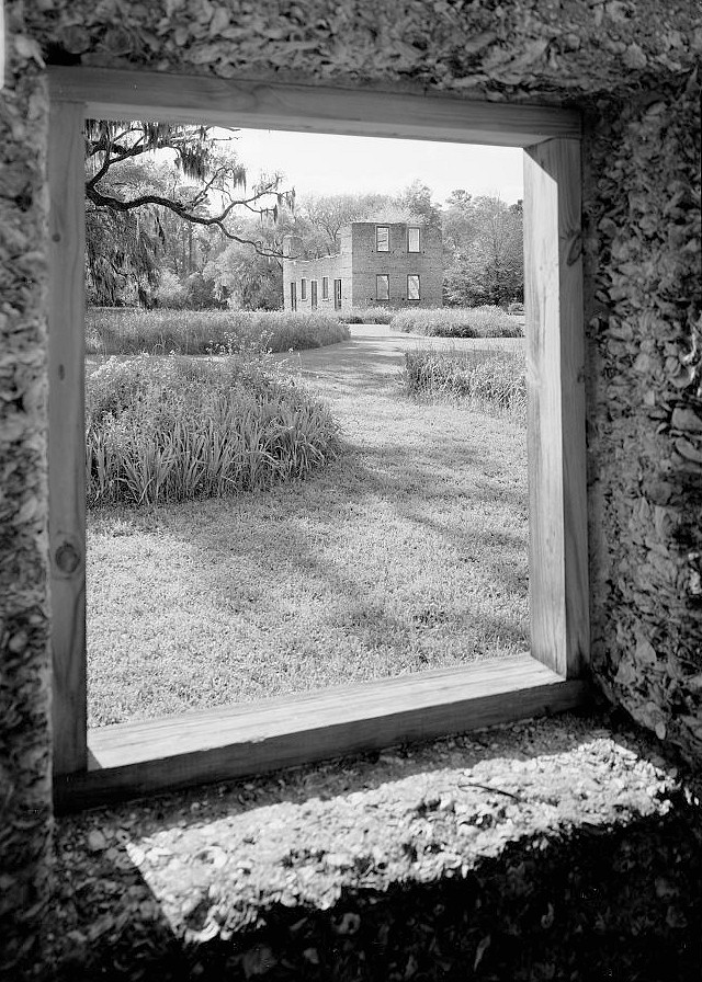Ruins of the Edward House Plantation, Spring Island South Carolina 2003 MAIN HOUSE, NORTH WING. GENERAL VIEW THROUGH LOWER SOUTH-WEST WINDOW TO SLAVE QUARTERS