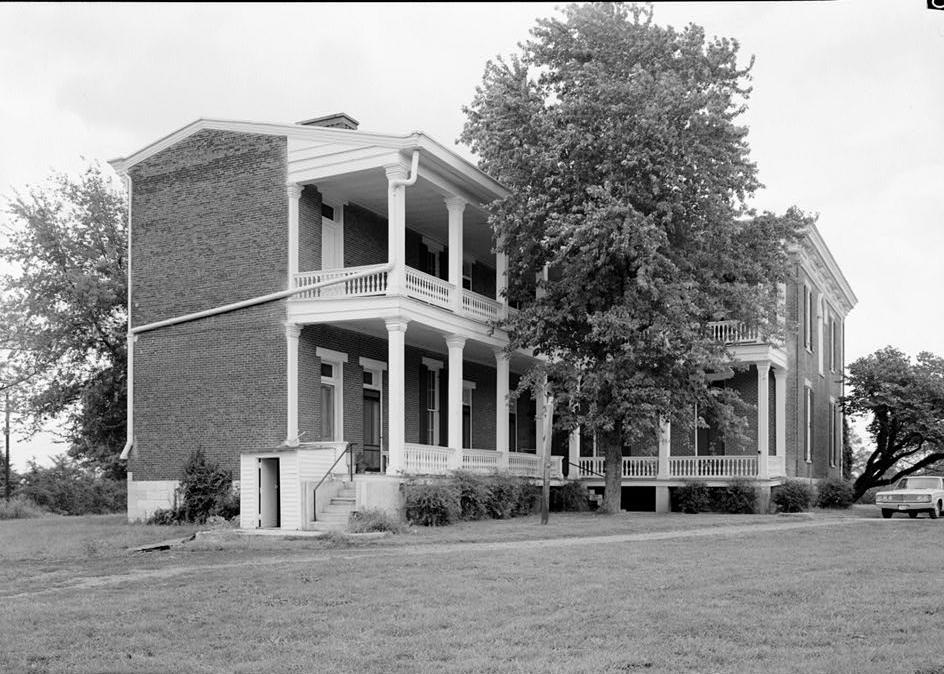 McGavock House - Two Rivers Plantation Mansion, Donelson Tennessee 1970 WEST (REAR) ELEVATION (left side) AND SOUTH SIDE, FROM SOUTHWEST