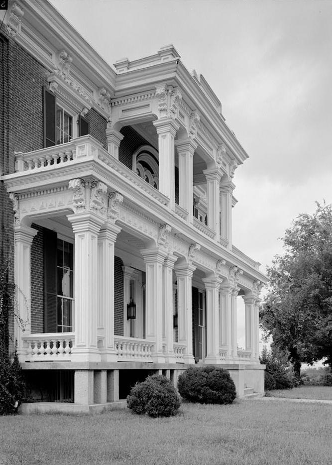 McGavock House - Two Rivers Plantation Mansion, Donelson Tennessee 1970 TWO-STORY FRONT PORCH, FROM SOUTHEAST