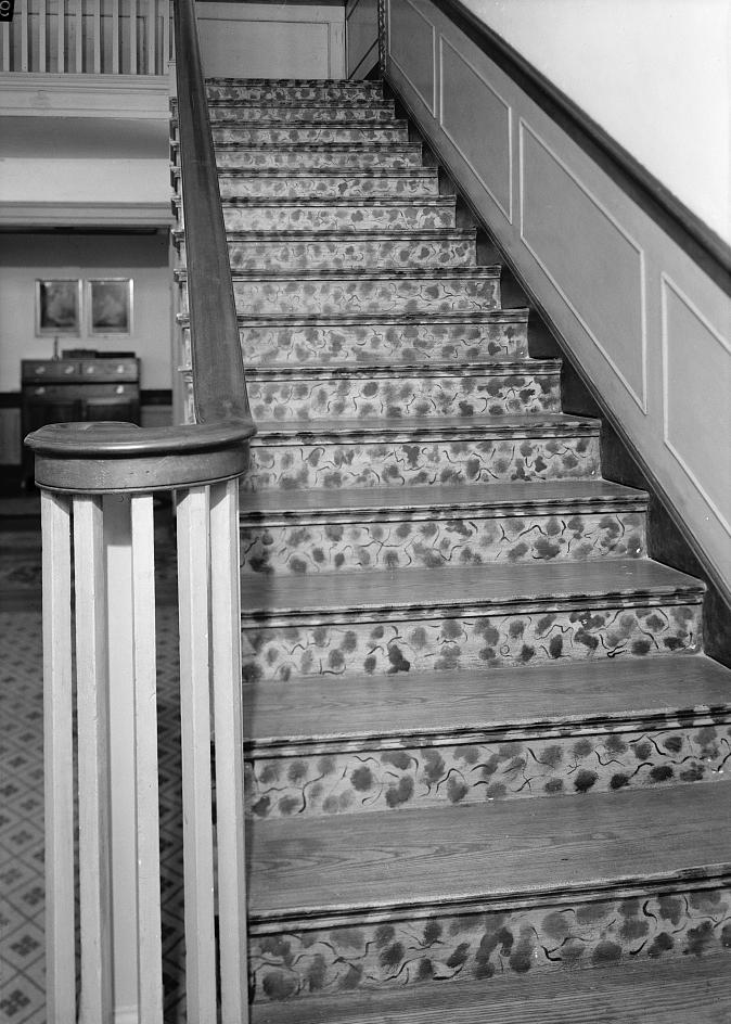 Cragfont - General James Winchester House, Gallatin Tennessee 1971 DETAILOF STAIR SHOWING PAINTED RISERS.