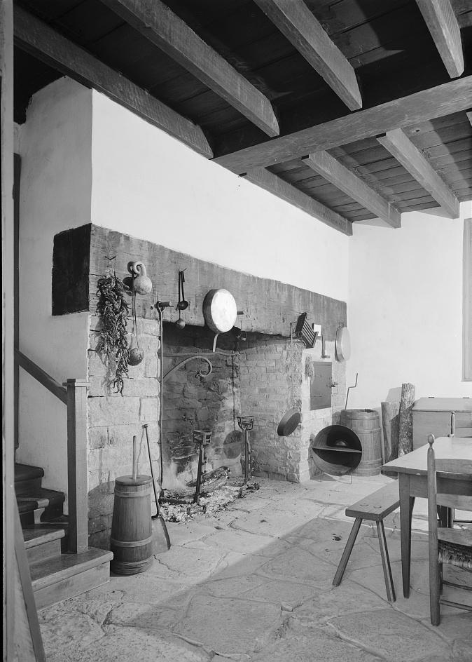 Cragfont - General James Winchester House, Gallatin Tennessee 1971 INTERIOR VIEW OF KITCHEN AND FIREPLACE FROM EAST.
