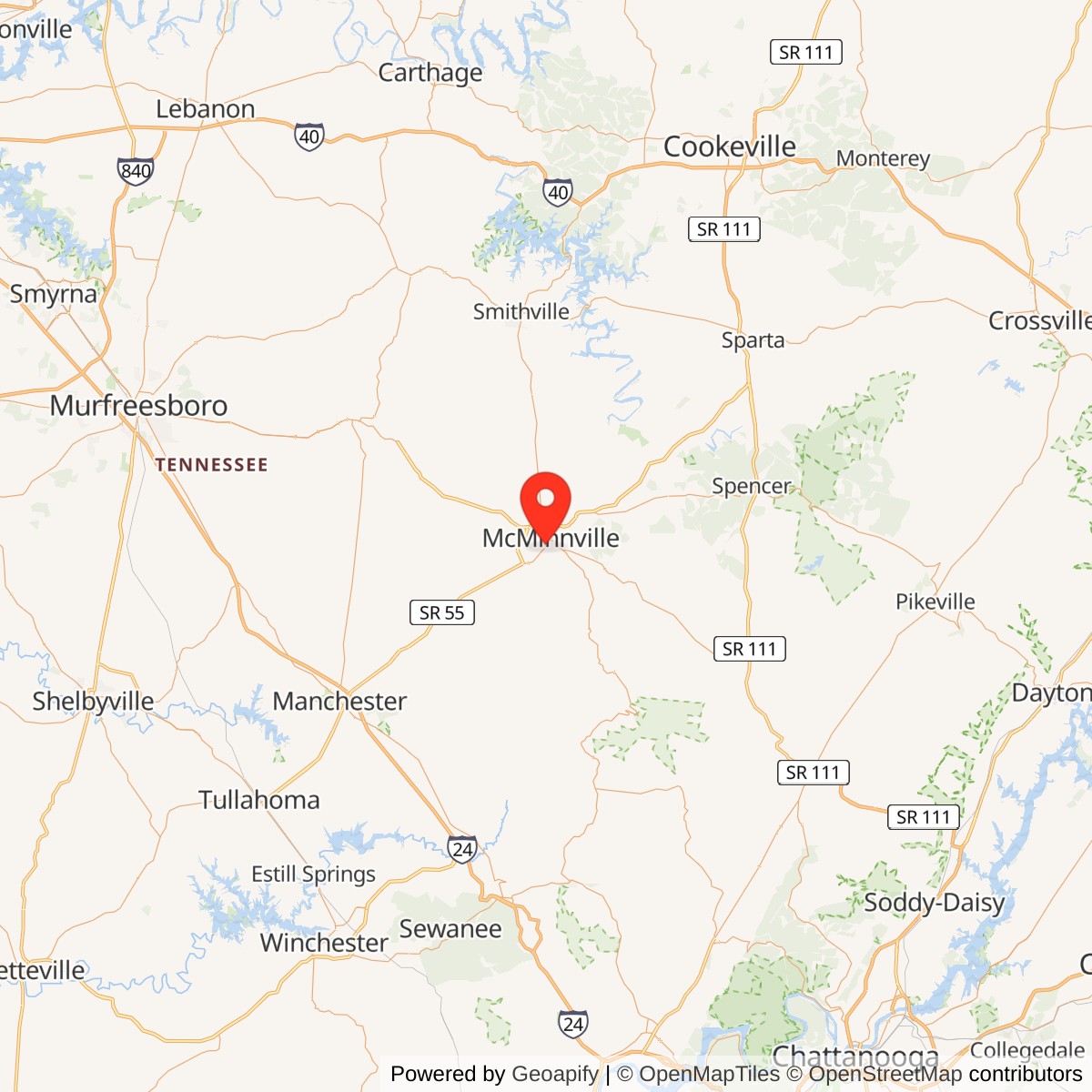 McMinnville Hydroelectric Station Location Map