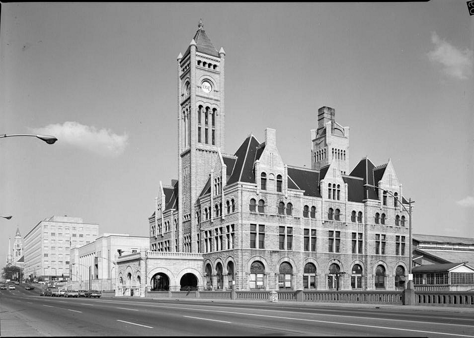 Union Station Railroad Station, Nashville Tennessee 1970  West front and south side