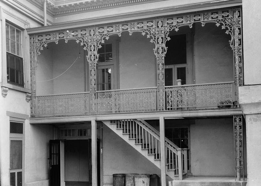 Belmont Mansion, Nashville Tennessee 1936 DETAIL OF CAST IRON BALCONY ON RIGHT WING (LEFT WING SIMILAR).
