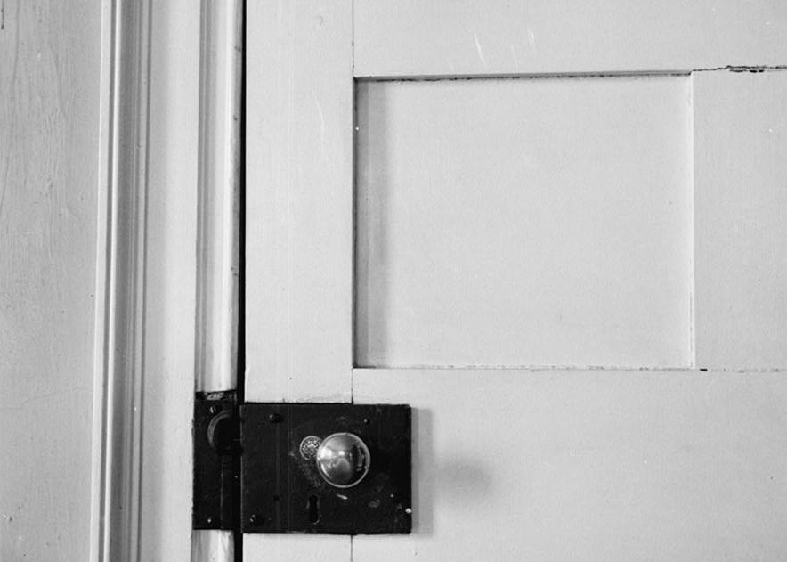 The Hermitage - Andrew Jackson House, Nashville Tennessee 1936 HARDWARE ON DOOR BETWEEN DINING ROOM AND HALL.