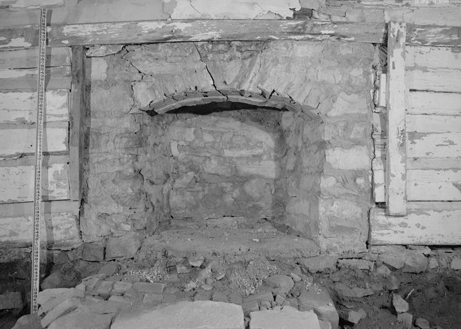 The Hermitage - Andrew Jackson House, Nashville Tennessee 1999 Interior of south pen, detail view of south wall showing the fireplace and remains of hearth