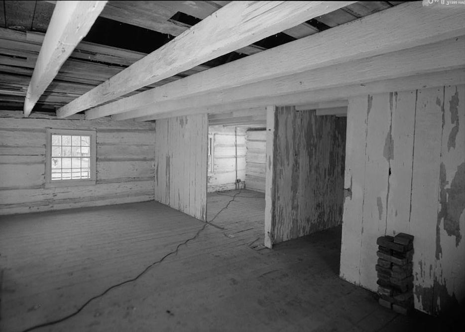 The Hermitage - Andrew Jackson House, Nashville Tennessee 1999 Interior view of the west cabin looking from the southeast corner to the northwest corner and showing the partition of the space into three rooms