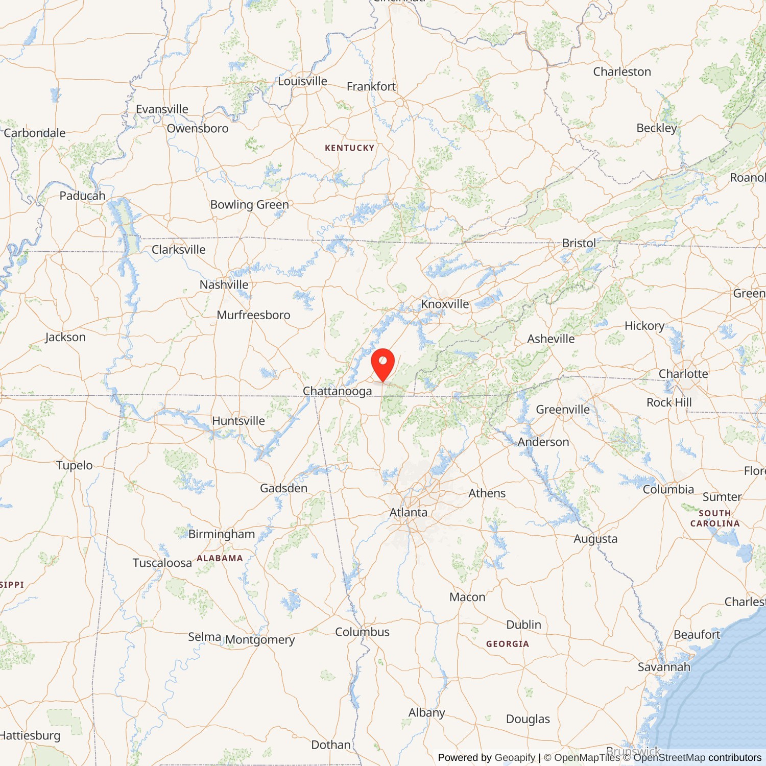 Ocoee Hydroelectric Plant Number Two State Map