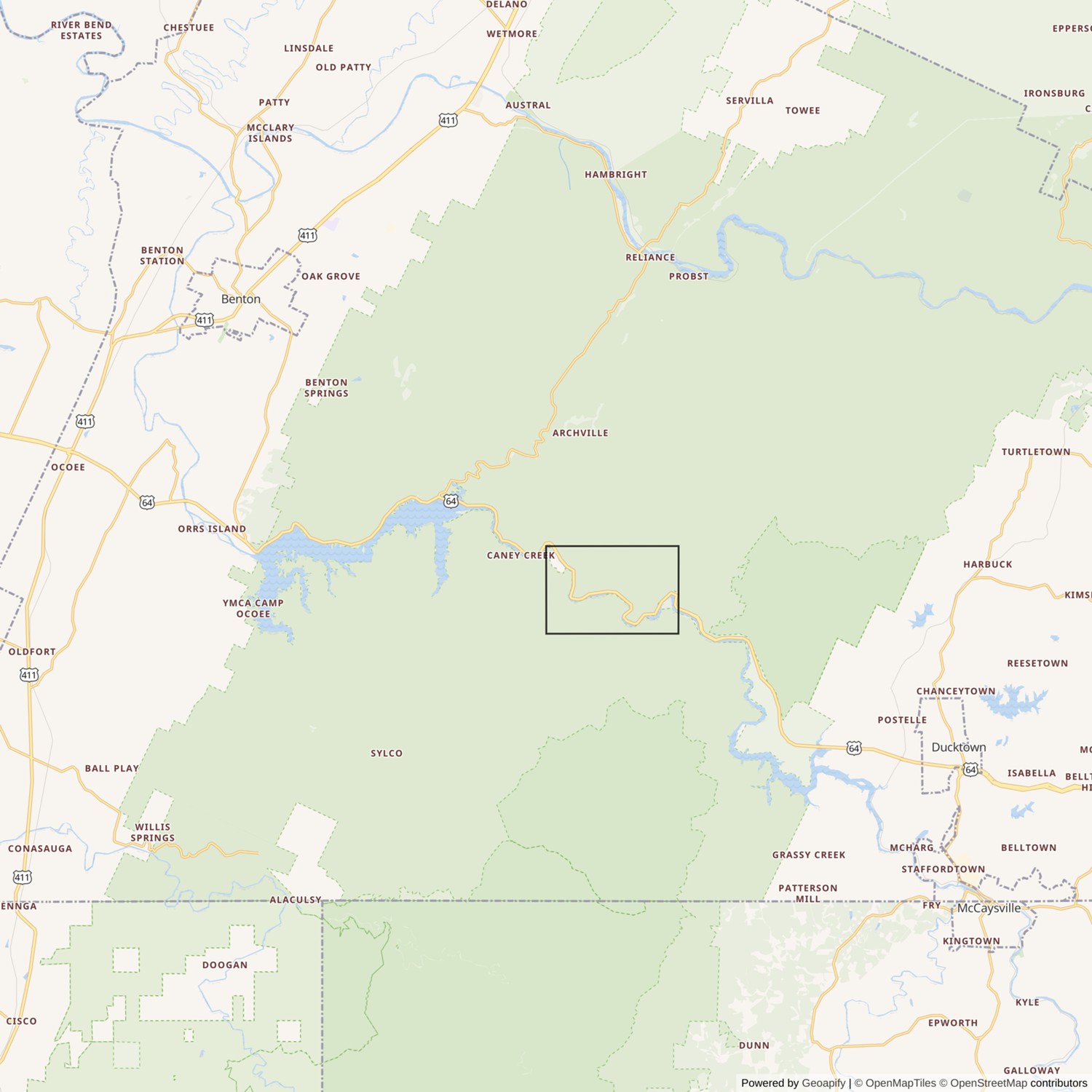 Ocoee Hydroelectric Plant Number Two Location Map