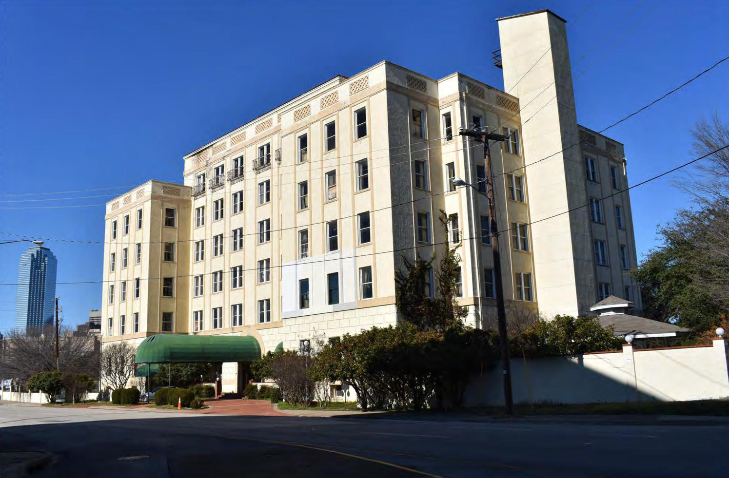 Ambassador Hotel, Dallas Texas West elevation (2019)
