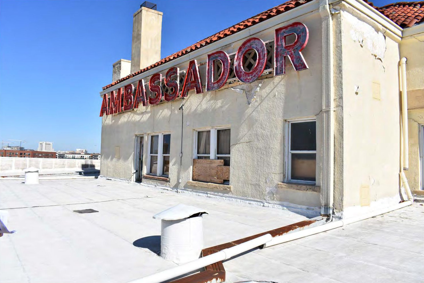 Ambassador Hotel, Dallas Texas Rooftop Signage on west side (2019)