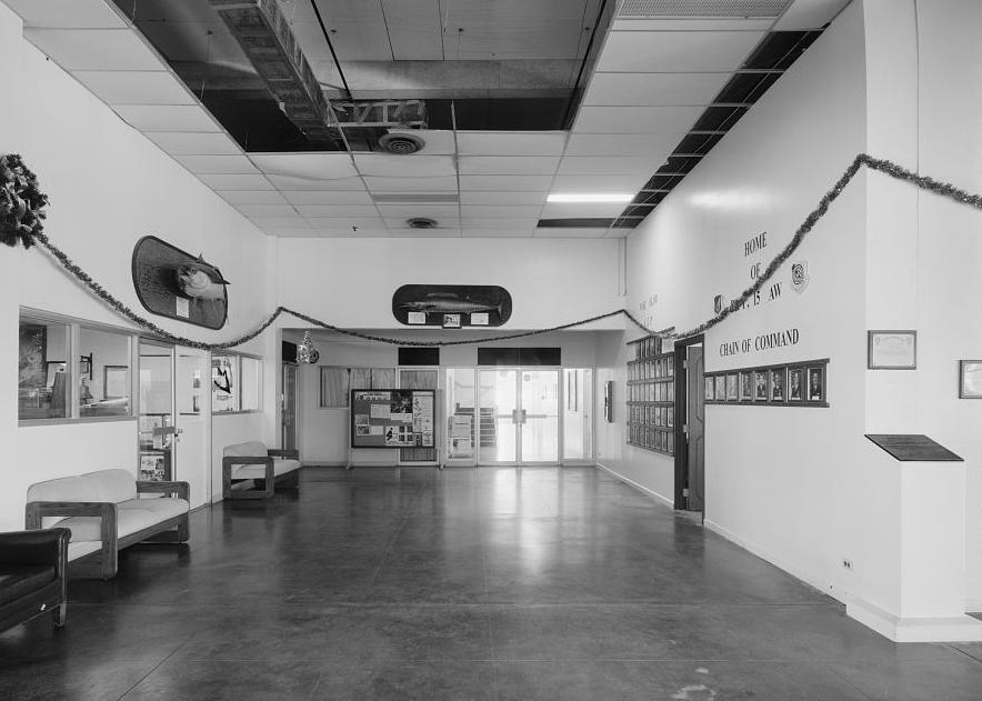 Wake Island Airfield, Terminal Building, Wake Island A VIEW OF SOUTH END OF LOBBY SHOWING ENTRANCE TO ADMINISTRATION SECTION OF BUILDING (2008)