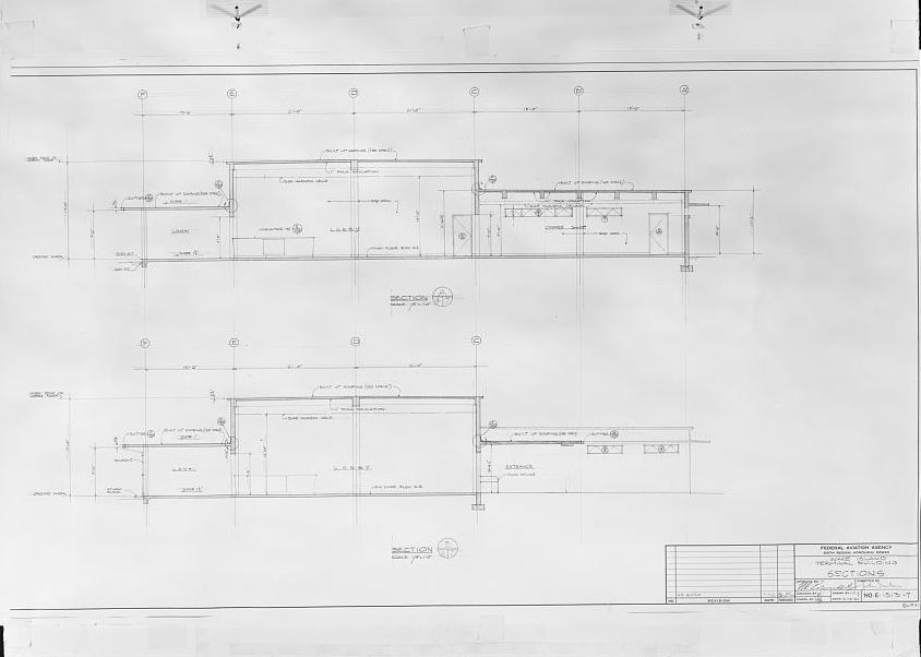 Wake Island Airfield, Terminal Building, Wake Island ARCHITECTURAL DRAWING, BUILDING SECTIONS DATED 05/15/1961