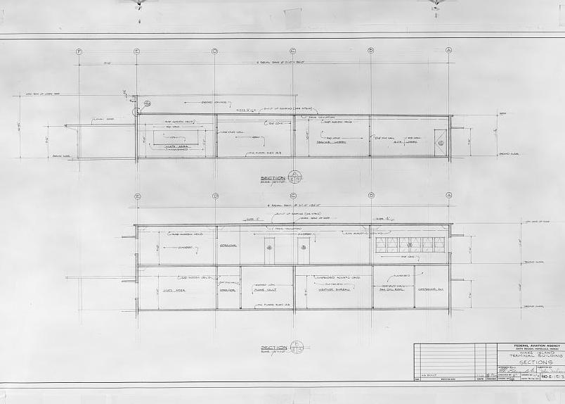 Wake Island Airfield, Terminal Building, Wake Island ARCHITECTURAL DRAWING, BUILDING SECTIONS DATED 05/15/1961