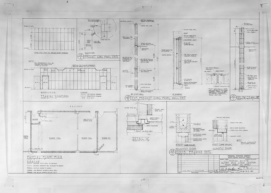 Wake Island Airfield, Terminal Building, Wake Island ARCHITECTURAL DRAWING, MILITARY AIR COMMAND COMMUNICATION CENTER PRECAST CONCRETE WALL DETAILS. DATED 03/15/1971
