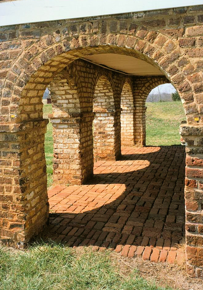 Poplar Forest - Thomas Jefferson Retreat, Forest Virginia ARCHED AREA OF SOUTH PORTICO AND ENTRANCE TO BASEMENT