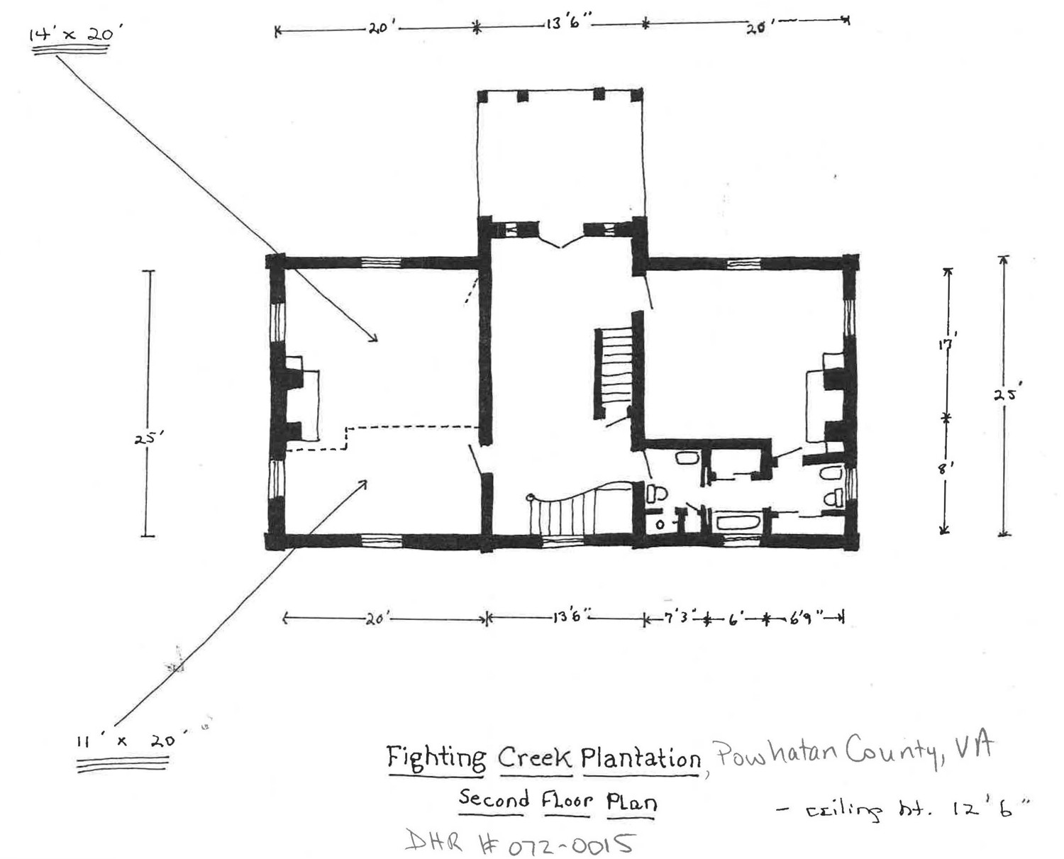 Fighting Creek Plantation, Powhatan Virginia Second Floor Plan (2012)