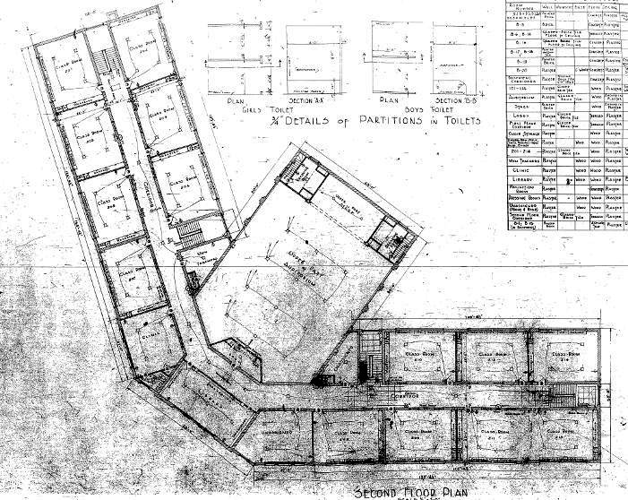 Baker Public School, Richmond Virginia 1939 Building Second Floor Plan (2016)