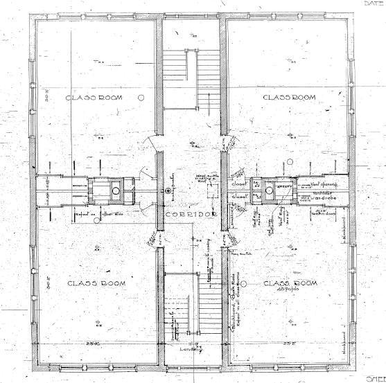 Baker Public School, Richmond Virginia 1913 Building Second Floor Plan (2016)