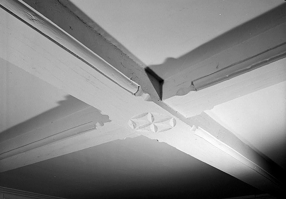 Bacons Castle, Surry County, Virginia 1972 INTERIOR, FIRST FLOOR, DETAIL OF CEILING BEAMS