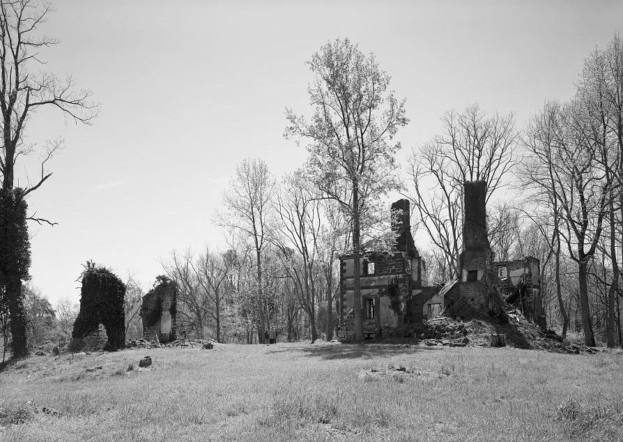 Menokin - Francis Lightfoot Lee House Ruins, Warsaw Virginia View looking to house site  (1998)