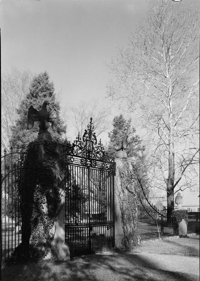 Westover Mansion, Westover Virginia 1939 Detail of main gate