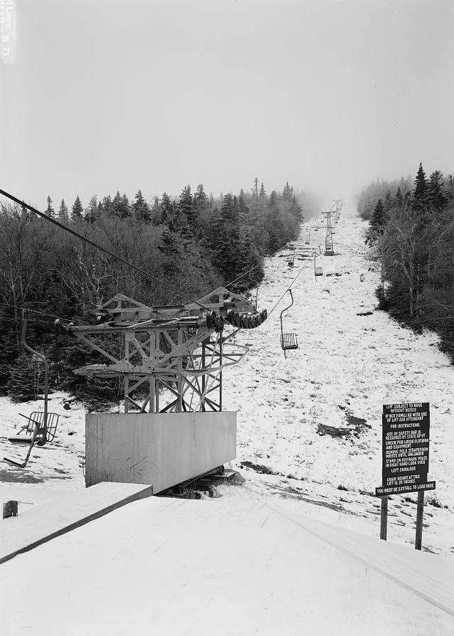 Mad River Glen Ski Lift, Fayston Vermont 2006 View uphill of single chair lift, tower 15 in foreground, TOWERS 16 and 17 in the distance, LOOKING SOUTH.