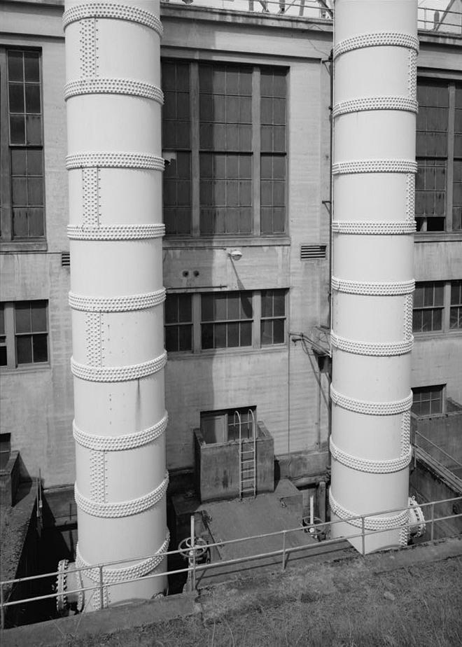 Puget Sound Power & Light Company, White River Hydroelectric Project, Dieringer Washington Surge tanks for Penstock No. 1, looking west (1989)