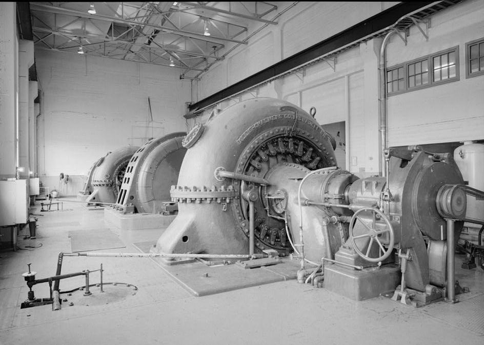 Puget Sound Power & Light Company, White River Hydroelectric Project, Dieringer Washington Turbine unit no. 2, looking northeast (1989)
