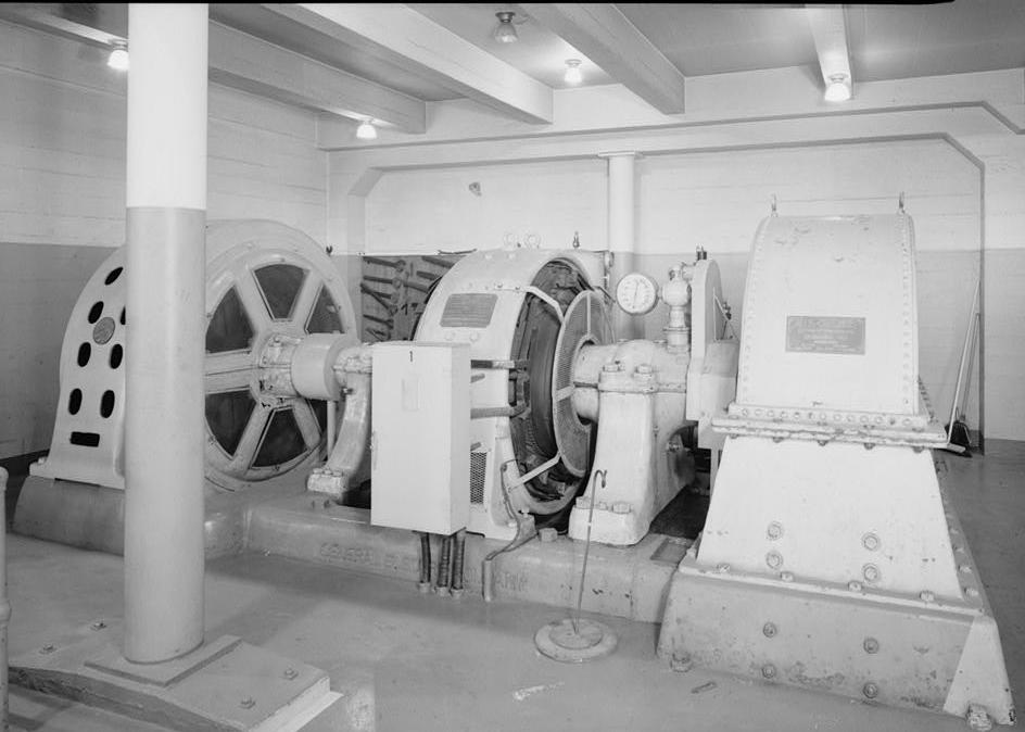 Puget Sound Power & Light Company, White River Hydroelectric Project, Dieringer Washington View in Generator Room of exciter unit no. 1; looking northeast