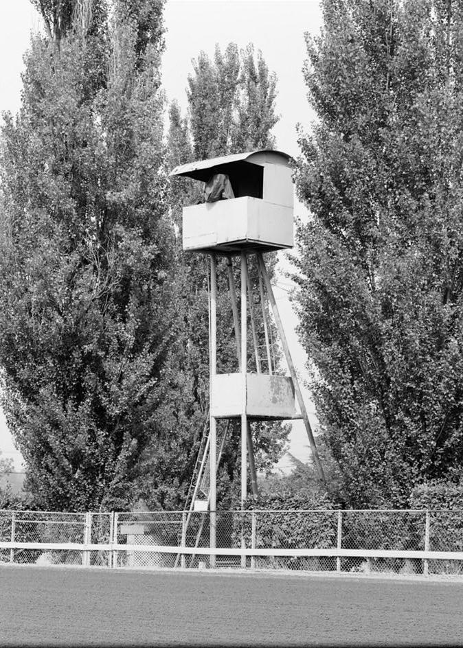 Longacres Park Horse Track, Renton Washington The '3/8 Mile' observation tower in NE corner of track was used for videotaping races. (September 1992)