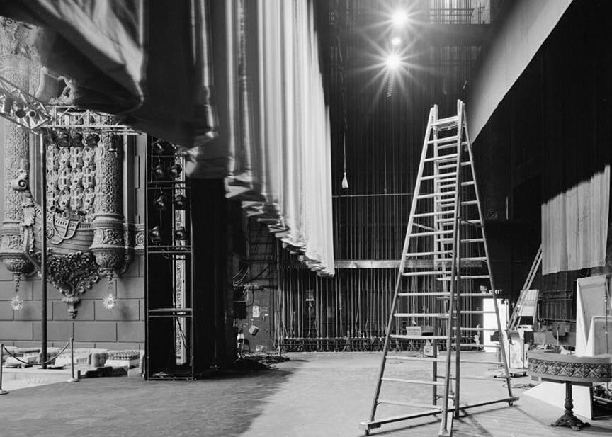 Fox Theater - Music Hall Theatre, Seattle Washington Backstage, looking west. (Aug. 1991)