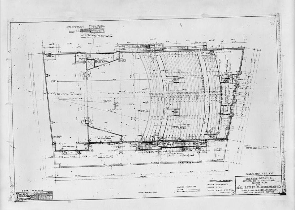 Fox Theater - Music Hall Theatre, Seattle Washington Balcony Plan. Sheet 5 of 13.