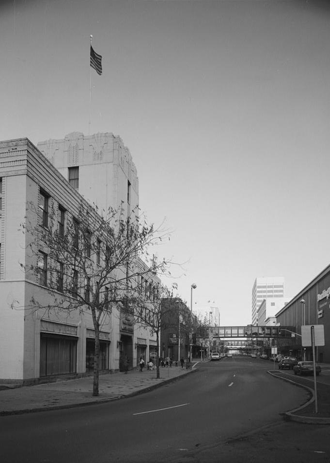 Sears Roebuck Department Store, Spokane Washington LIBRARY AND MAIN STREET FROM LINCOLN STATUE PLAZA LOOKING EAST (1991)