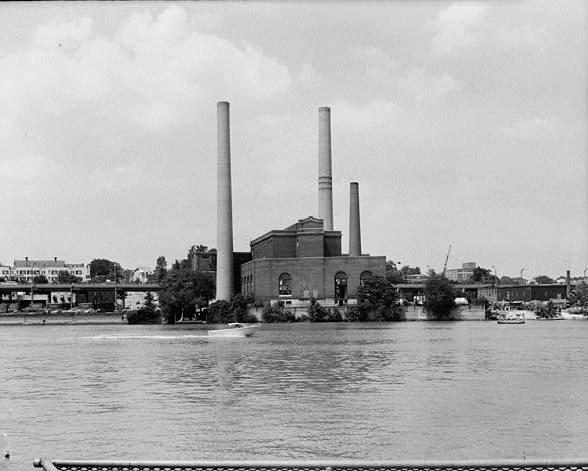 Capital Traction Company Powerhouse, Washington DC 1967 SOUTH SIDE FROM POTOMAC RIVER