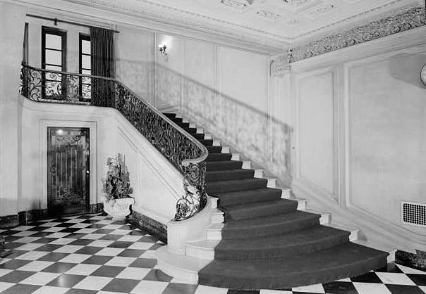 Clarence Moore House (Canadian Chancery), Washington DC 1972 GROUND-FLOOR STAIR HALL