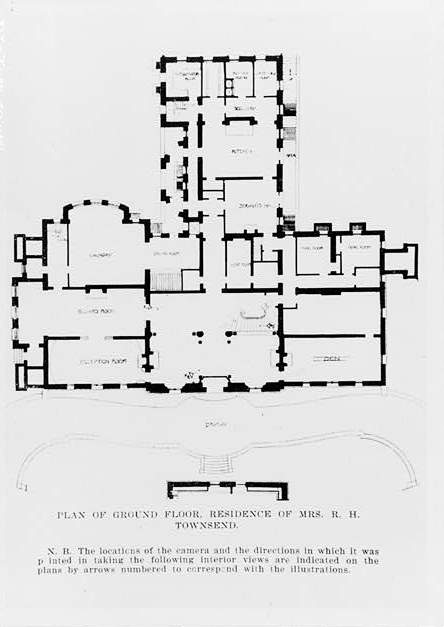 The Townsend House (The Cosmos Club), Washington DC 1901 Architectural Record PLAN OF GROUND FLOOR, RESIDENCE OF MRS. R. H. TOWNSEND