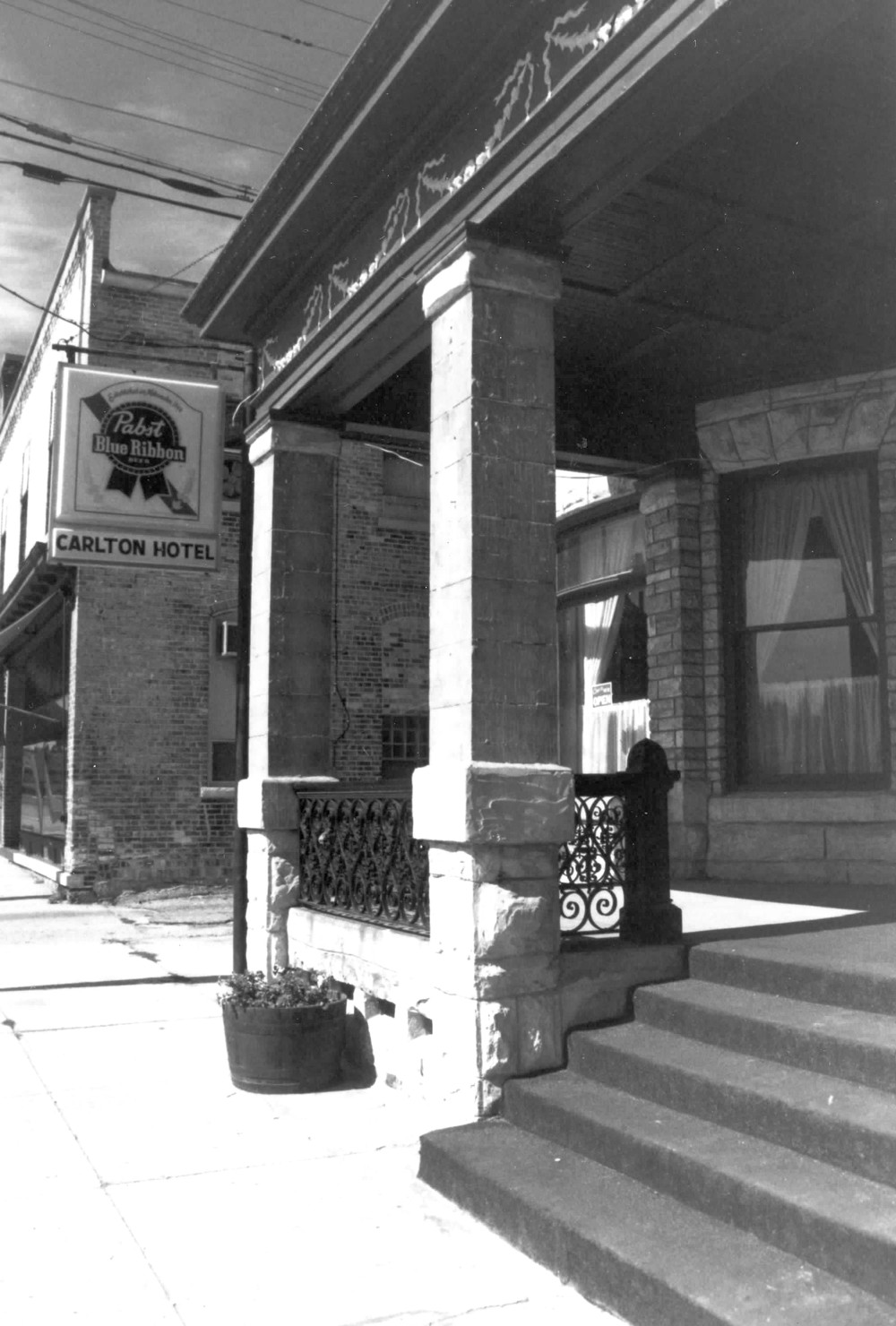 Carlton Hotel, Edgerton Wisconsin Looking from northeast Porch (1985)