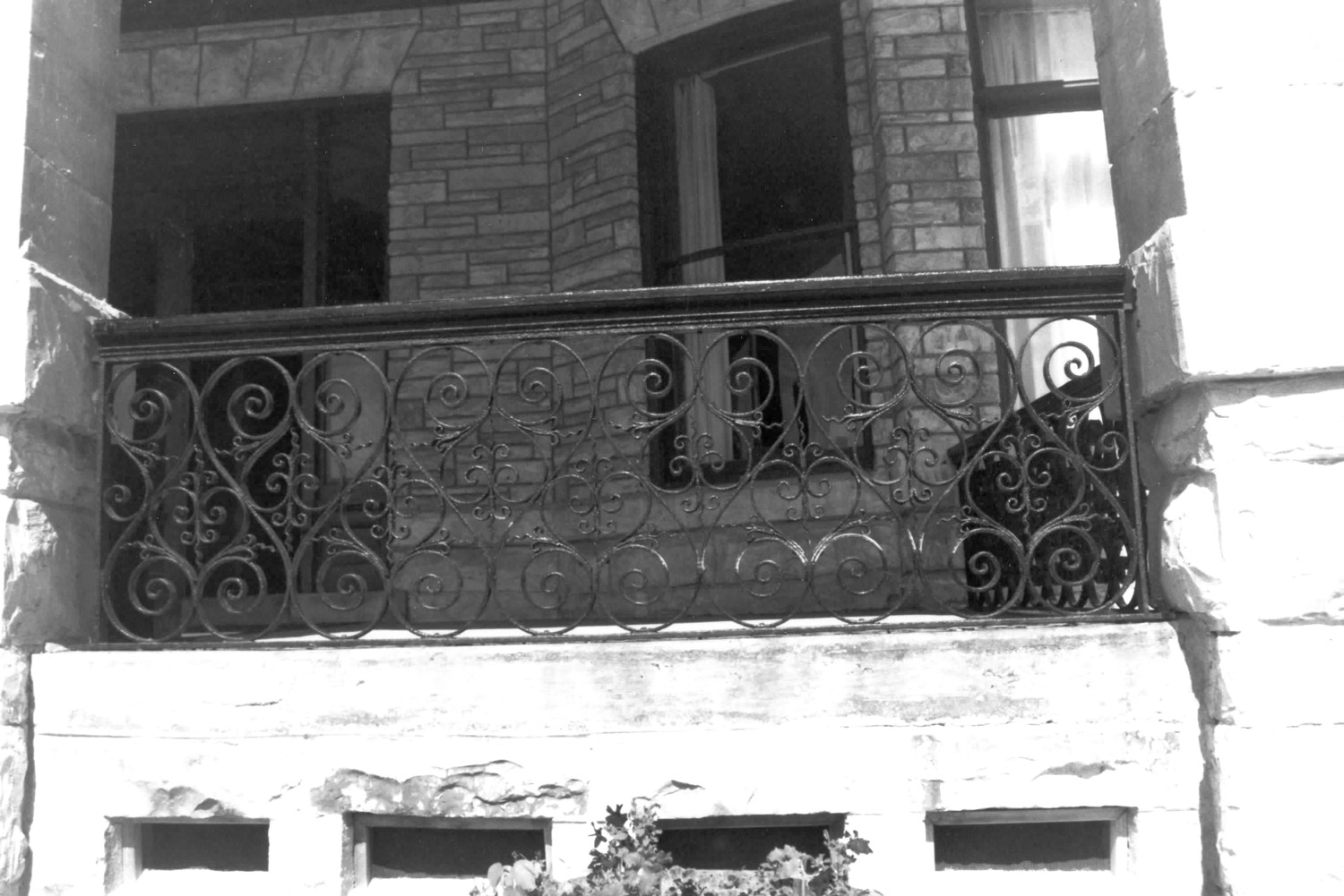 Carlton Hotel, Edgerton Wisconsin Looking from southeast Rail detail (1985)