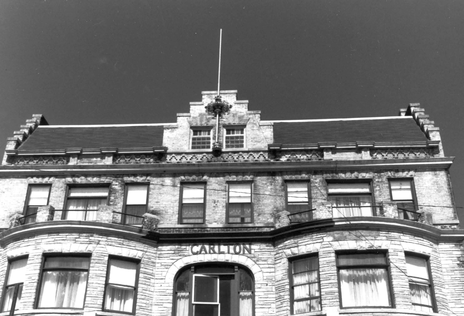 Carlton Hotel, Edgerton Wisconsin Looking from southeast Roof detail (1985)