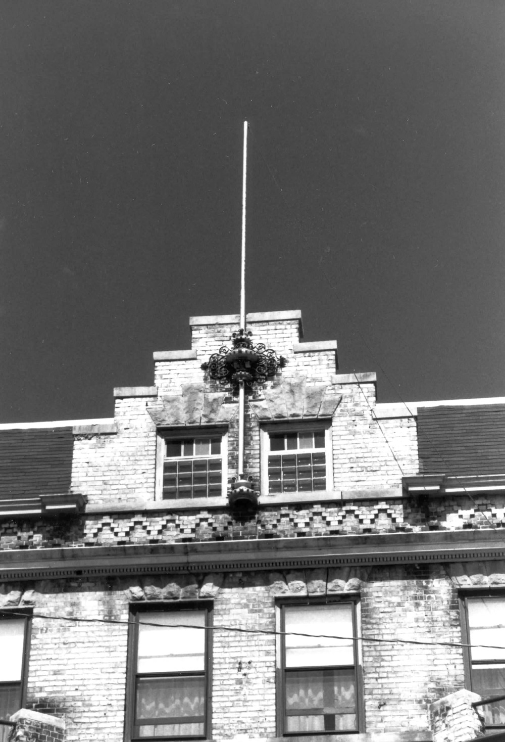 Carlton Hotel, Edgerton Wisconsin Looking from southeast Roof detail (1985)