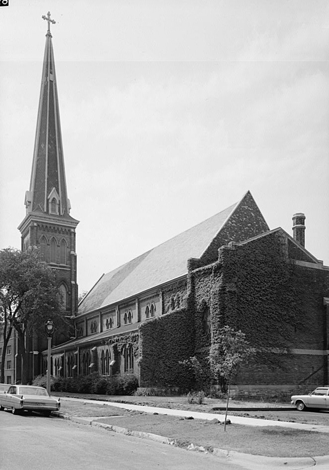 All Saints' Episcopal Cathedral, Milwaukee Wisconsin East side from north showing north rear