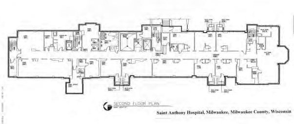 Saint Anthony Hospital, Milwaukee Wisconsin Existing second floor plan