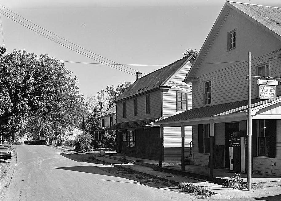 Bunker Hill Grist Mill - Cline and Chapman Roller Mill, Bunker Hill West Virginia Bunker Hill village scene, along Mill Road looking east (1980)