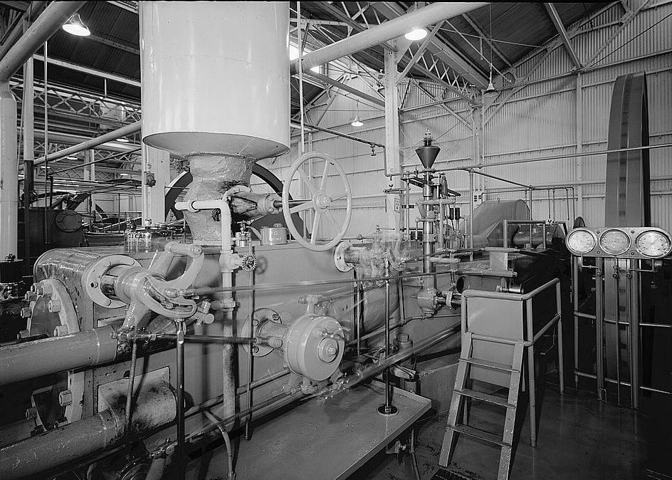 Burnsville Natural Gas Pumping Station, Burnsville West Virginia 1984 Detail view of steam chest and valve mechanisms for high pressure stage of unit 40.