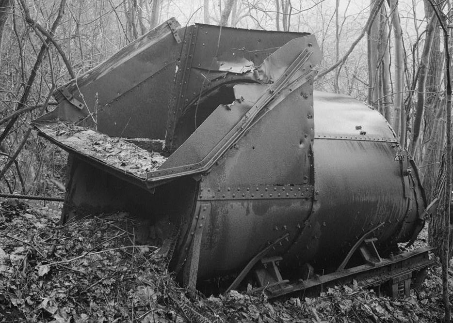 Kaymoor Coal Mine, South side of New River, Fayetteville West Virginia REAR VIEW OF MONITOR CAR (1986)