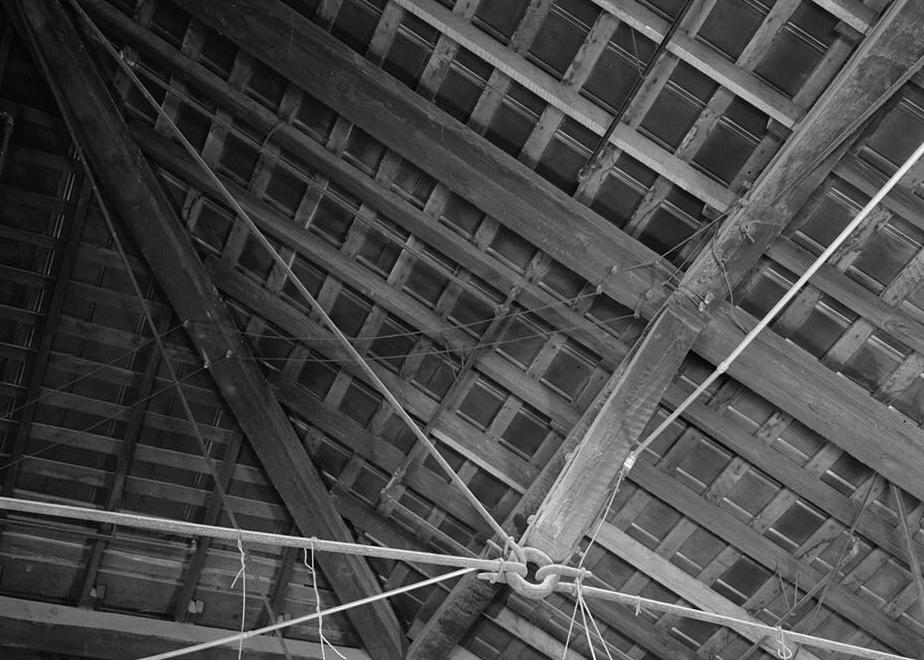 Seneca Glass Company, Morgantown West Virginia 1974 CONEROOM, ROOF DETAIL SHOWING TRUSS AND CONNECTOR RING.